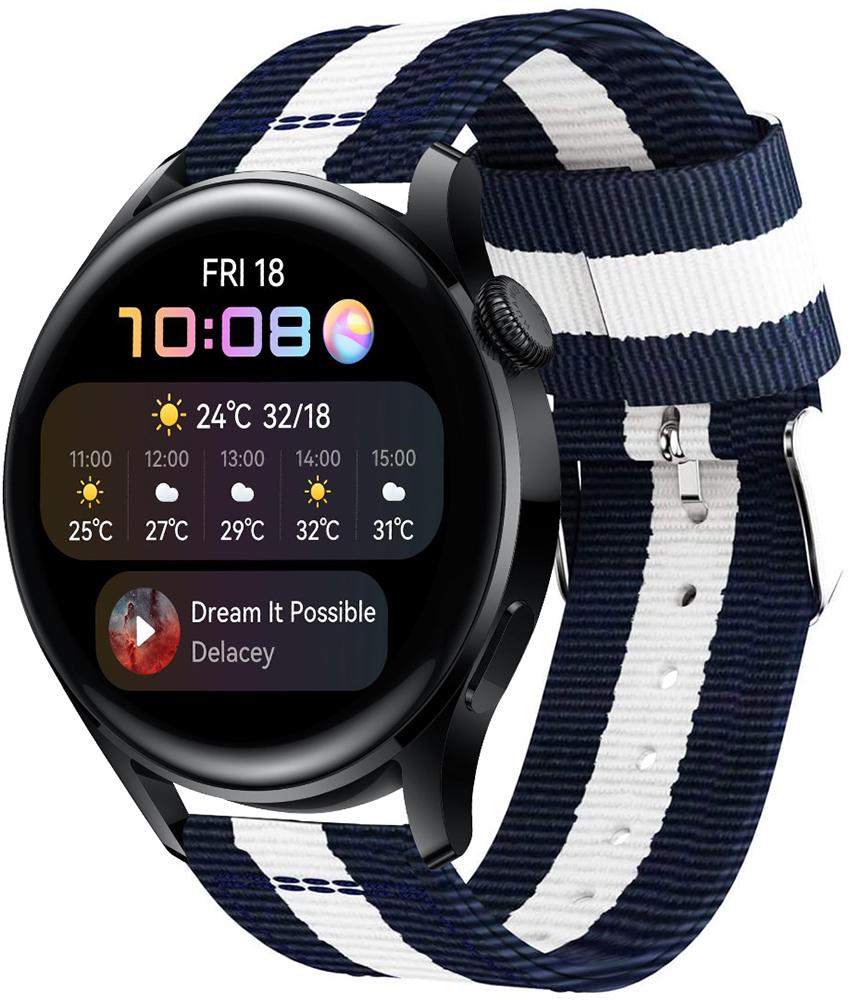 Ремешок тканевый Canvas для Huawei Watch 3 Blue/White (22533)