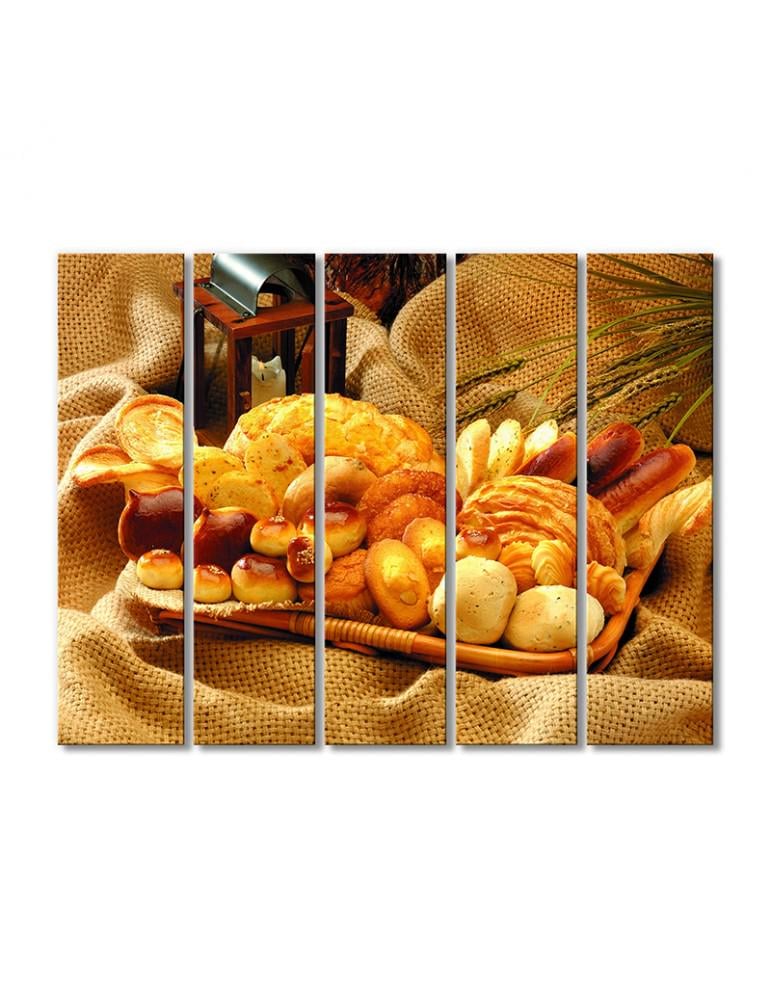 Картина модульная Пышные сдобные булочки 5 модулей 90x135 см