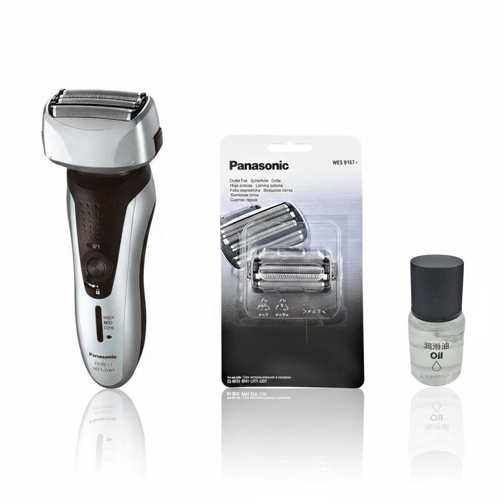 Электробритва Panasonic ES-RF31-S520-AS2 с дополнительным комплектом из сетки WES-9167Y-1361 и маслом WES-8196X-7911 (32395188)