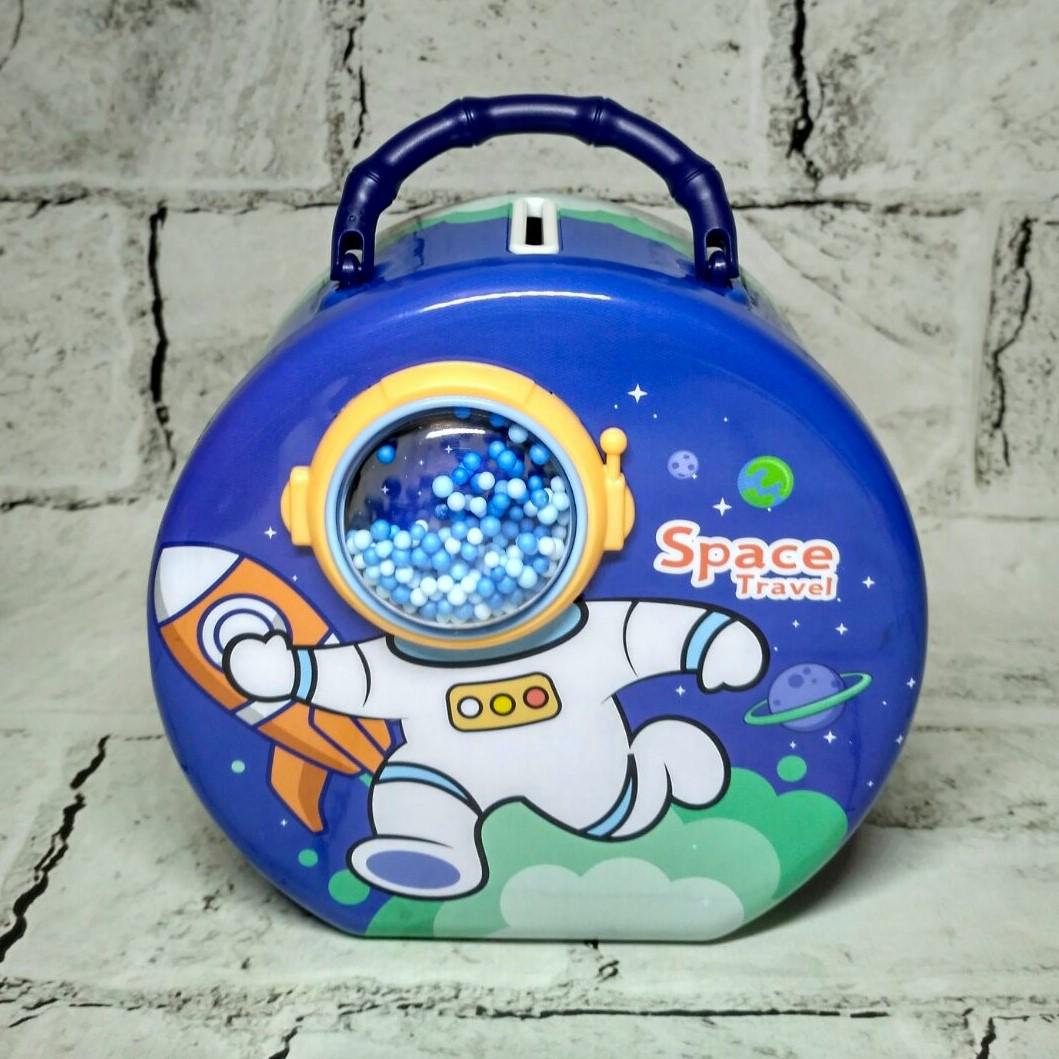 Копилка для мальчика Космос металлическая с кодовым замком 15х14х9 см Синий (N-1344-2)