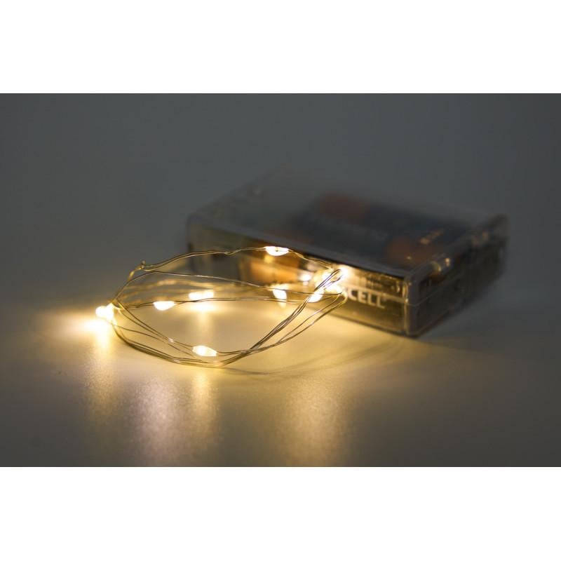 Гирлянда на батарейках 1 м 10LED теплый белый батарейки 3АА IP20 (720506)