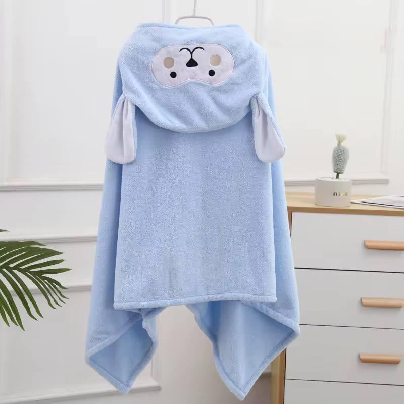 Полотенце-уголок детское с капюшоном микрофибра 140х70 см Голубой