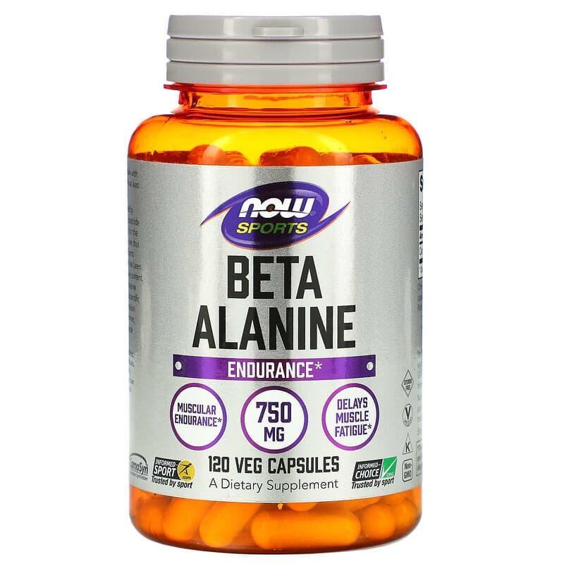 Біодобавка Бета Аланін Now Foods Sports Beta Alanine 750 мг для витривалості 120 рослинних капсул