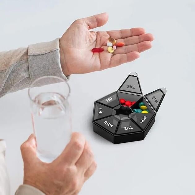 Таблетница на 7 дней 8,5х8,5х2 см Черный (D-0046) - фото 7 Таблетница на 7 дней 8,5х8,5х2 см Черный (D-0046) - фото 7