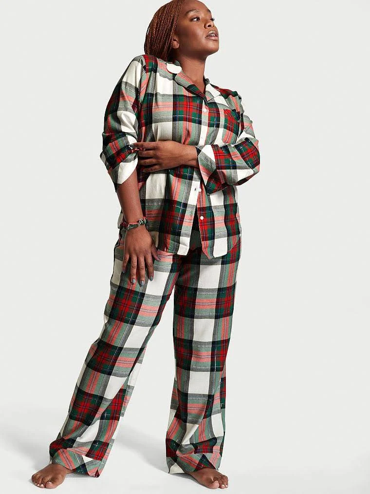 Піжама жіноча Victoria's Secret Flannel Long Pajama Set фланелева у клітинку M (15338962)