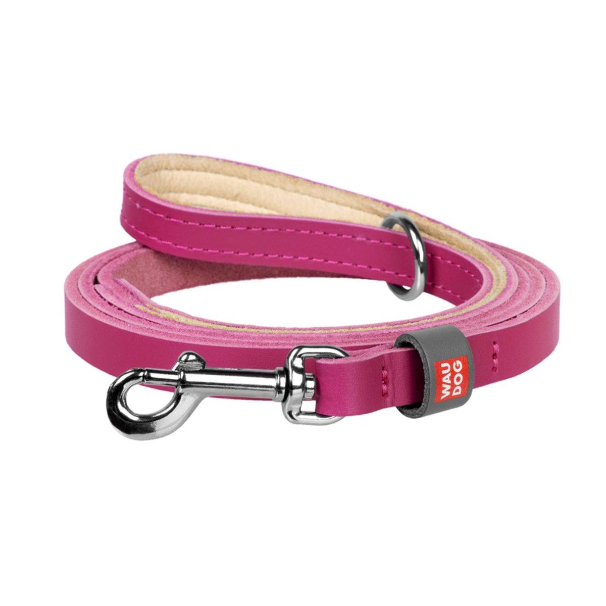Поводок для кошек/мелких собак кожаный Waudog Classic XXS/XS 12 мм х 122 см Розовый (60327 Col)