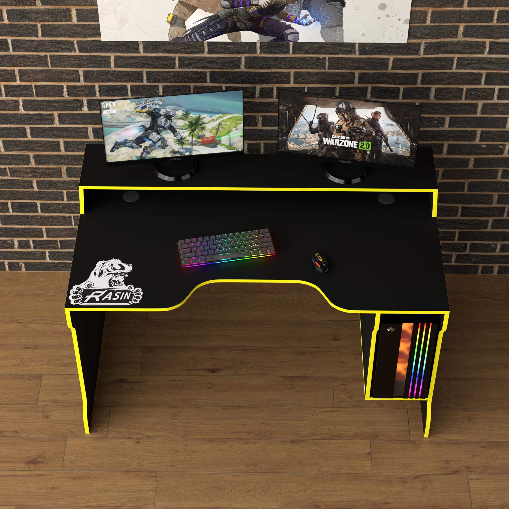 Стол геймерский эргономичный с надстройкой Zeus Rasin RS-23 из ЛДСП Черно-желтый (RS-23) - фото 3