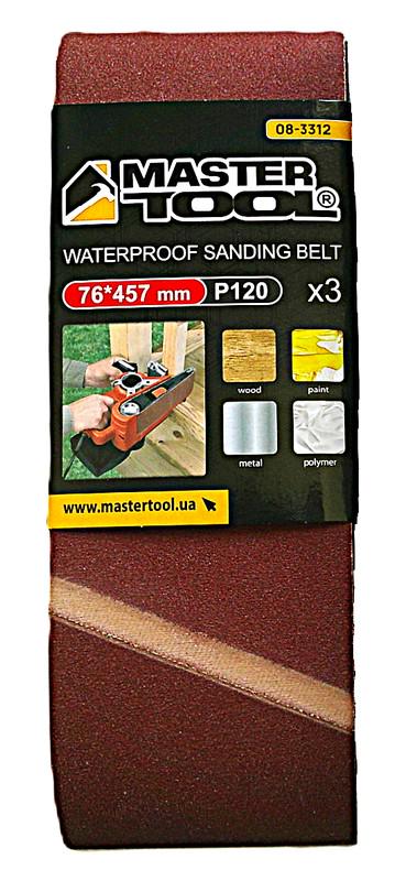 Стрічка шліфувальна MasterTool зерно 120 3 шт. 76х457 мм (08-3312)