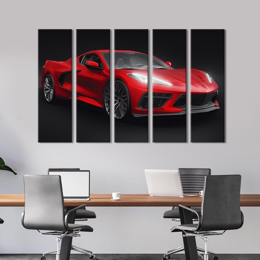 Картина на холсте Фантастический красный Chevrolet Corvette 87x50 см (1408-51)