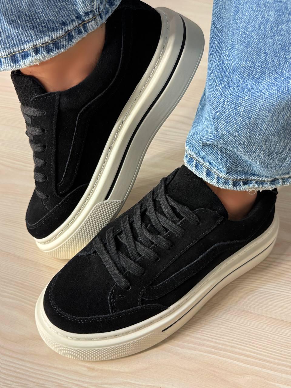 Кеды женские Hengji 707-6 замшевые на высокой платформе р. 36 23,5 см Черный - фото 6