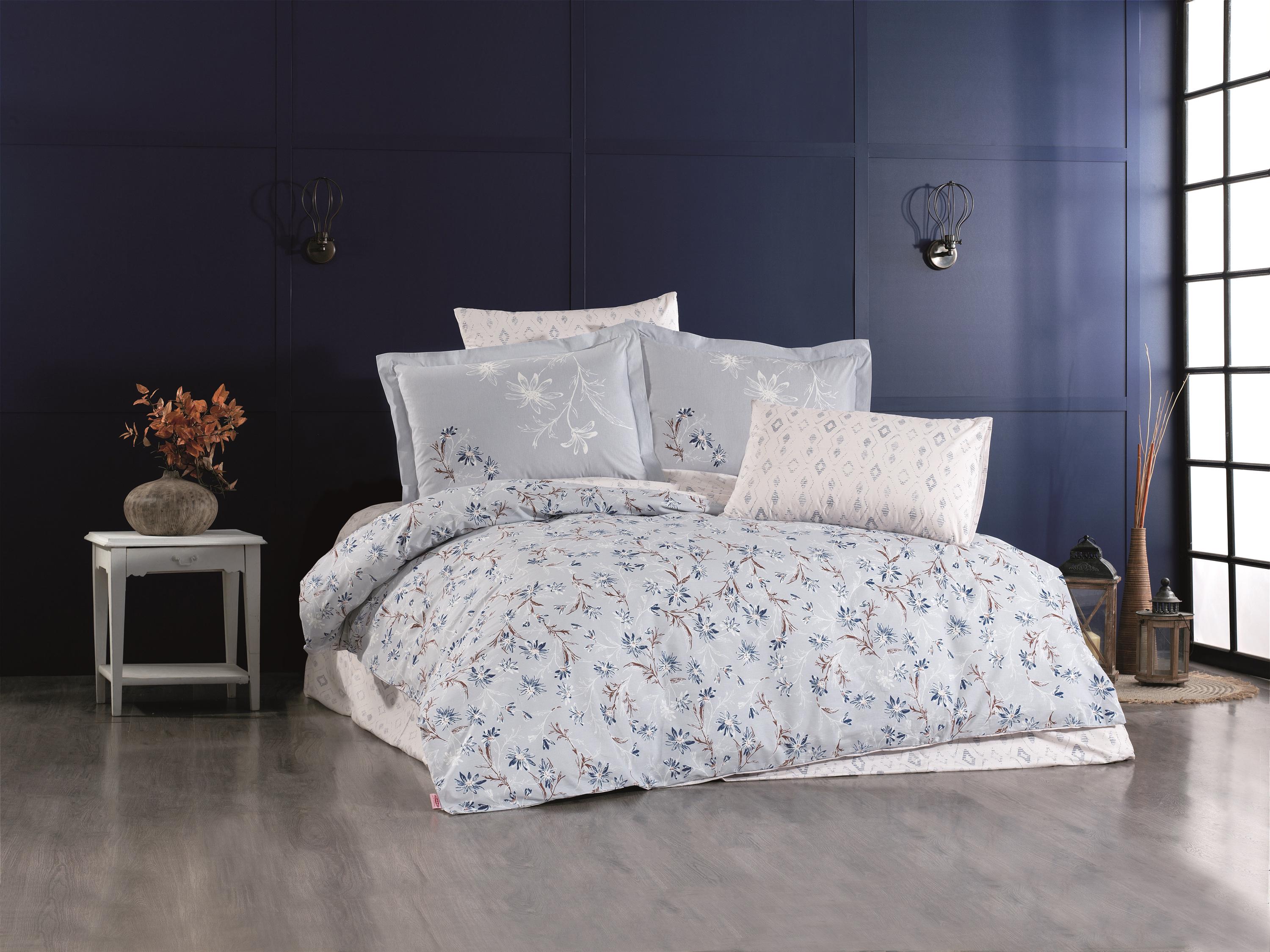 Комплект постельного белья HOBBY Poplin JARDIN 200х220 см/50х70 см 2 шт. Синий (8698499163423)