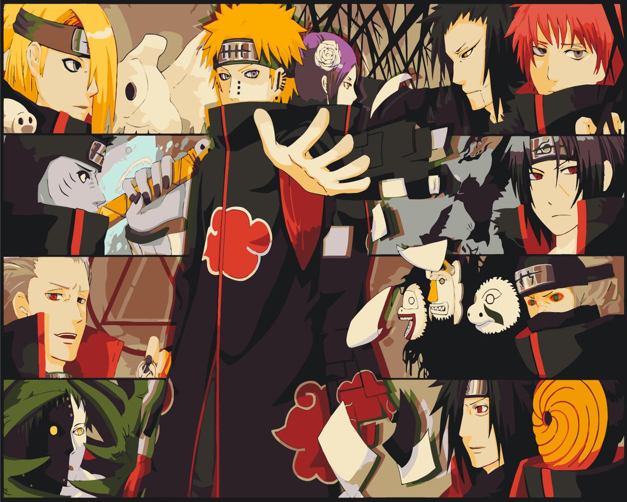 Картина по номерам ORIGAMI Аниме Наруто Акацуки 40х50 см (LW 32030 pbn-a)