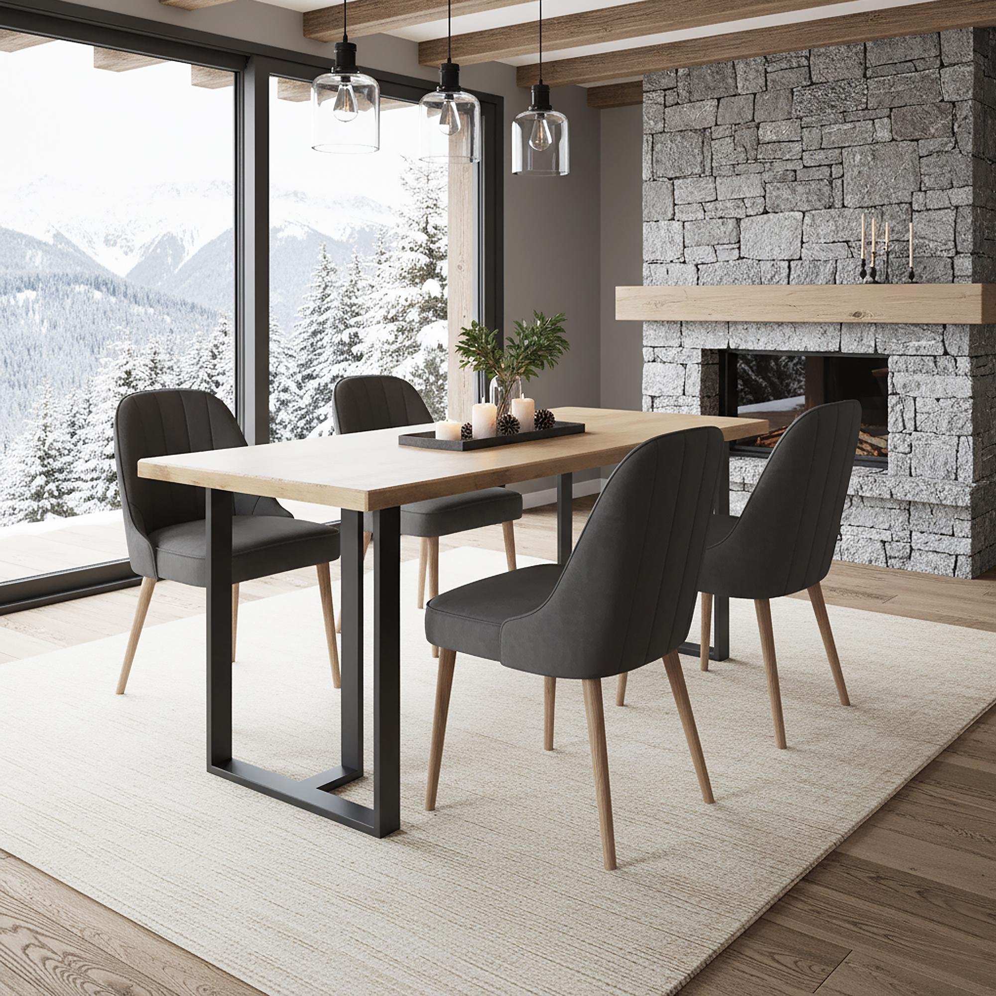 Опора для столу з металу 600х200 мм H 730 мм Чорний (1036)