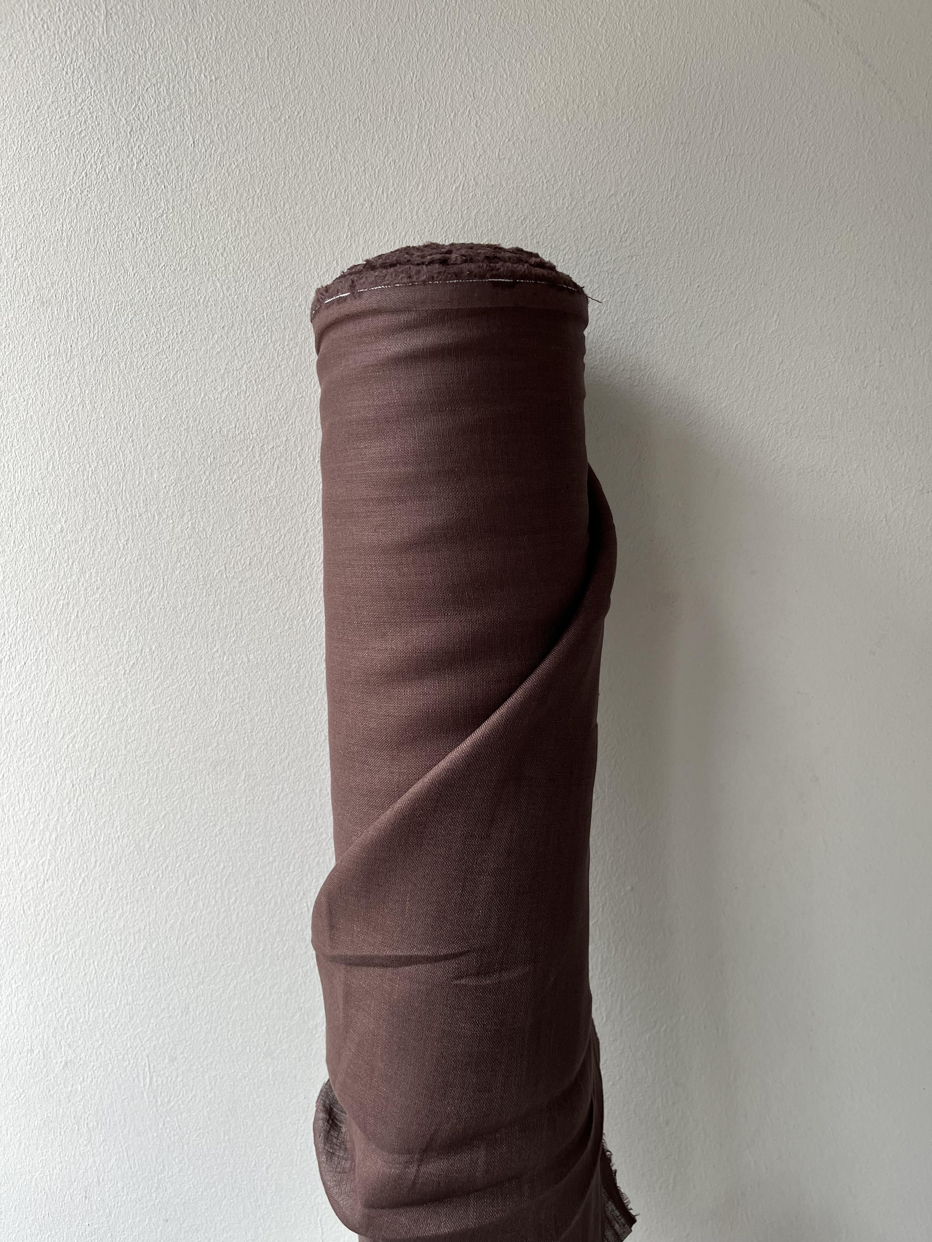 Ткань натуральная льняная Linen Plus 148 см цвет 1547 Шоколадный - фото 5