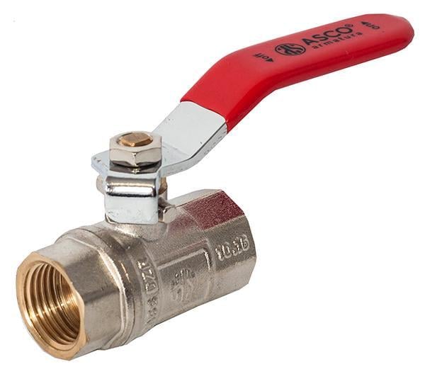 Кран шаровой ASСO 1/2" ВВ PN40 ручка с проточкой Красный (RS-NP-RН1)