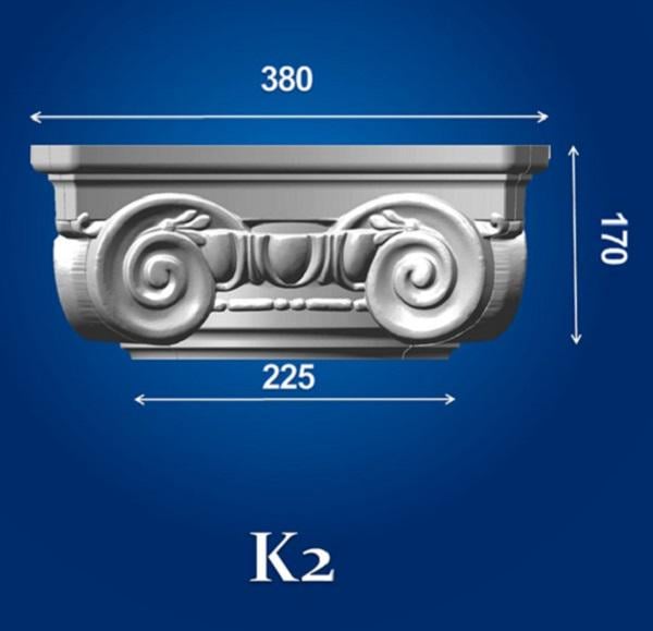 Капитель колонны Simja K2 d 225 мм полистирол 380х380х170 мм - фото 5