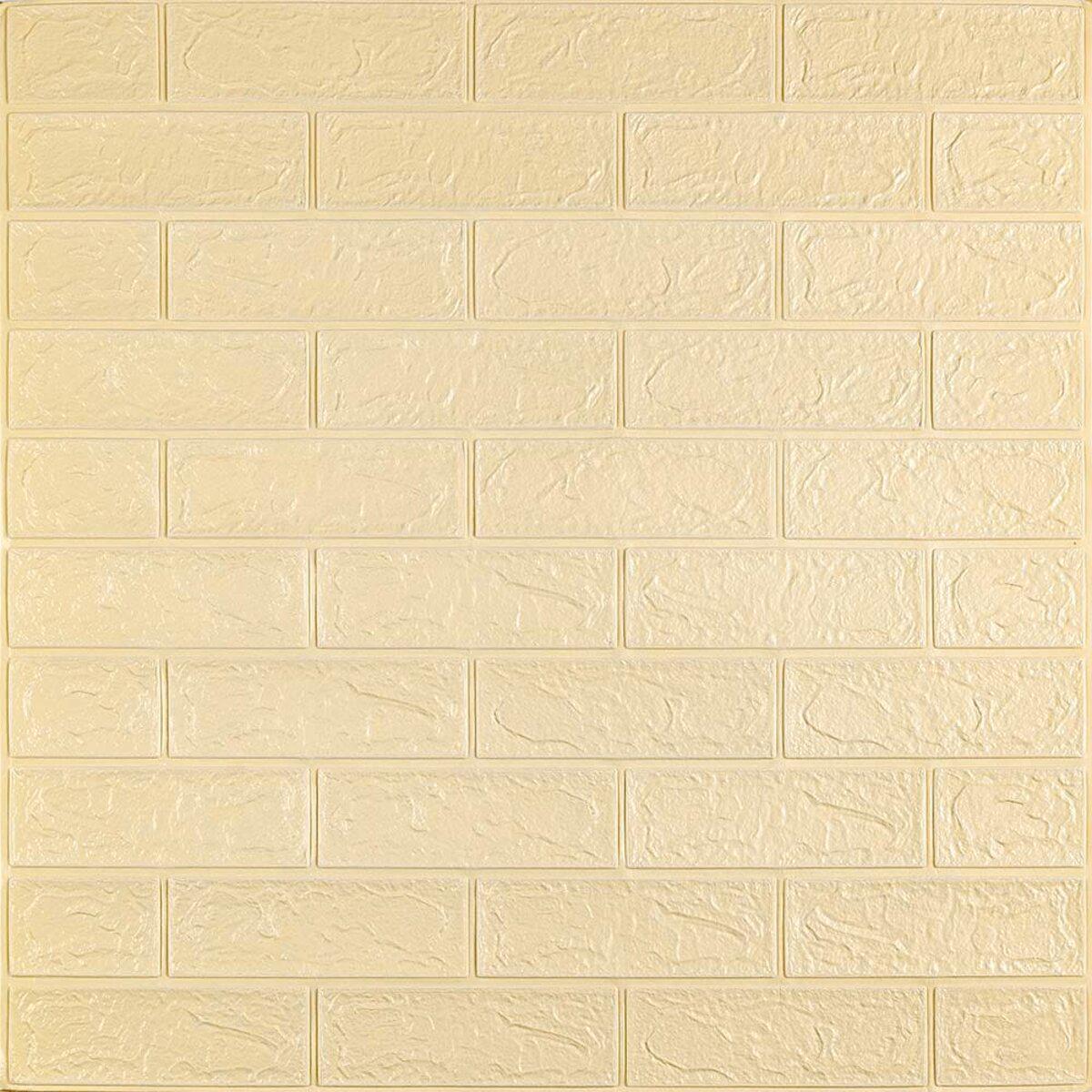 3D-панель самоклеюча під цеглу 77x70 см x 3 мм Бежевий