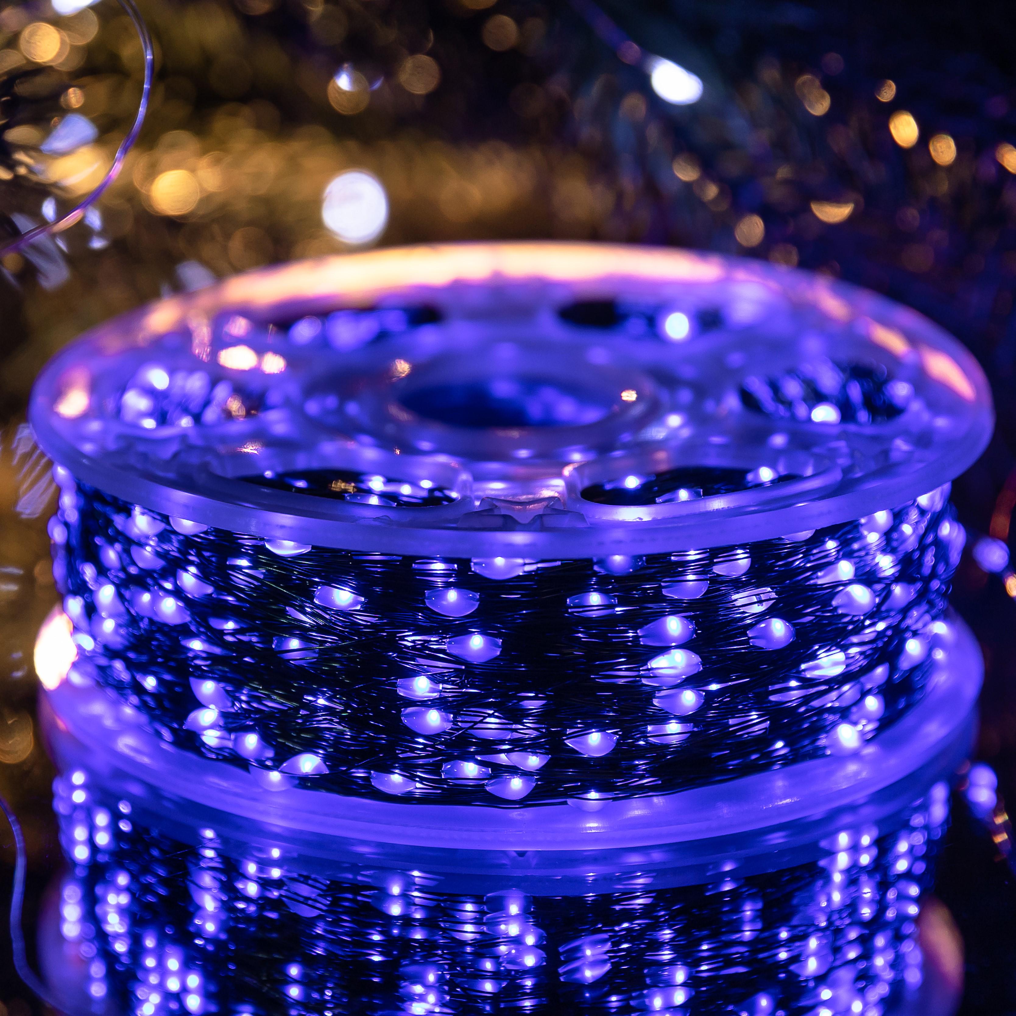 Гирлянда нить GarlandoPro 2000L200MGBLРоса 2000 LED 200 м с пультом от сети Синий (118-107-2000L200MGBL)