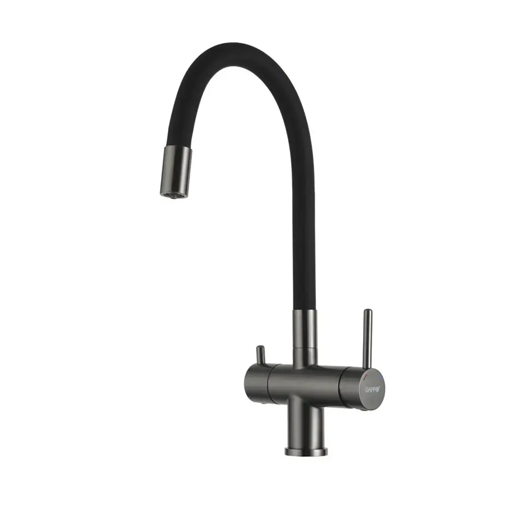 Смеситель для кухни Gappo G4398-39 двухрычажный Черный/Оружейная сталь (SQ-1055874)