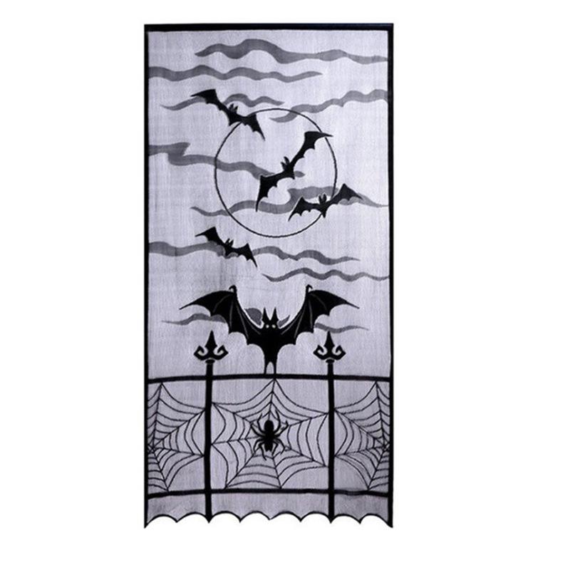 Декор на Хэллоуин штора Летучие мыши 213х116 см Черный (66318)
