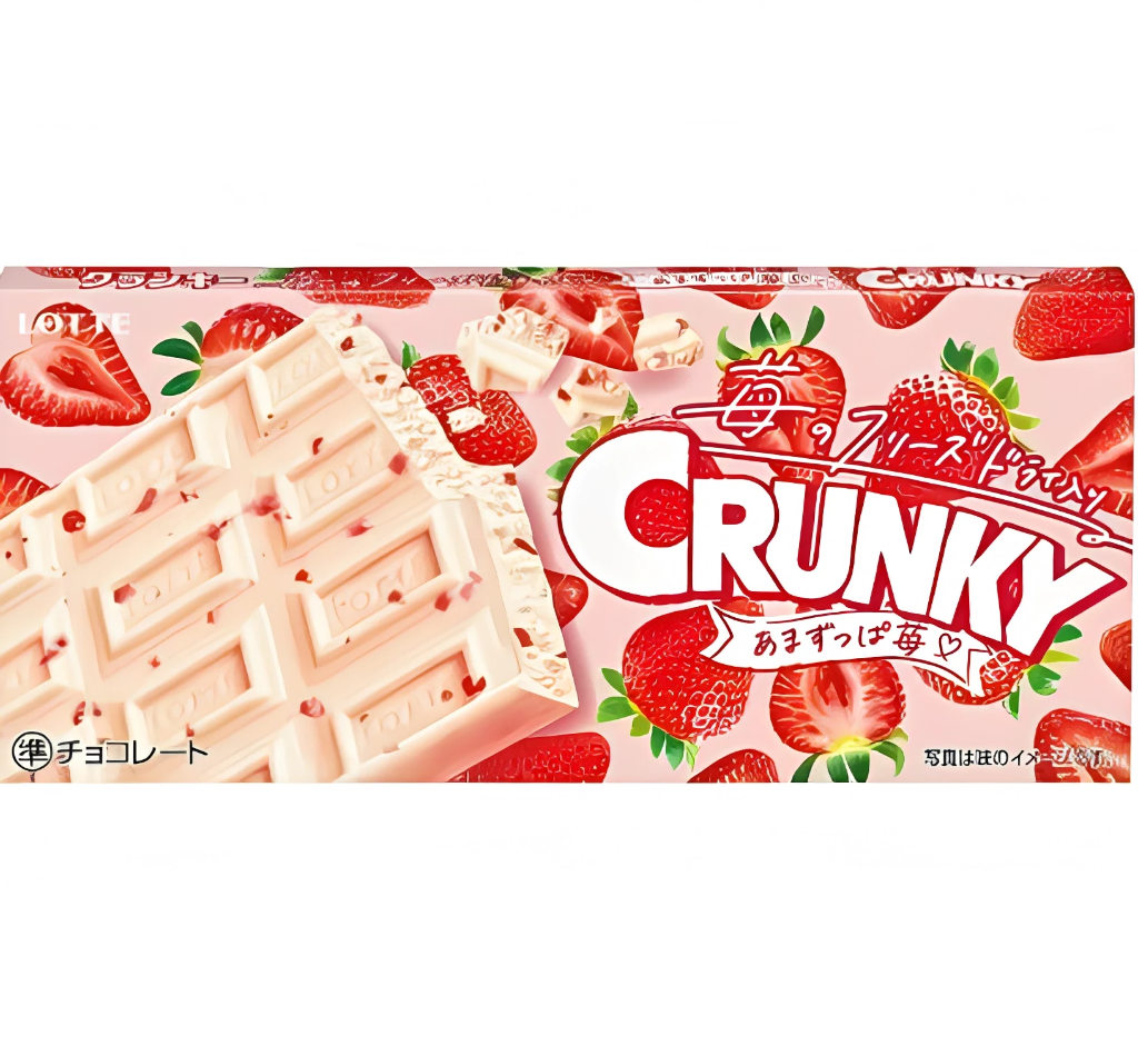 Шоколадка Lotte Crunky Sweet and Sour Strawberry полуничний шоколад з повітряним рисом 32 г (2916007454)