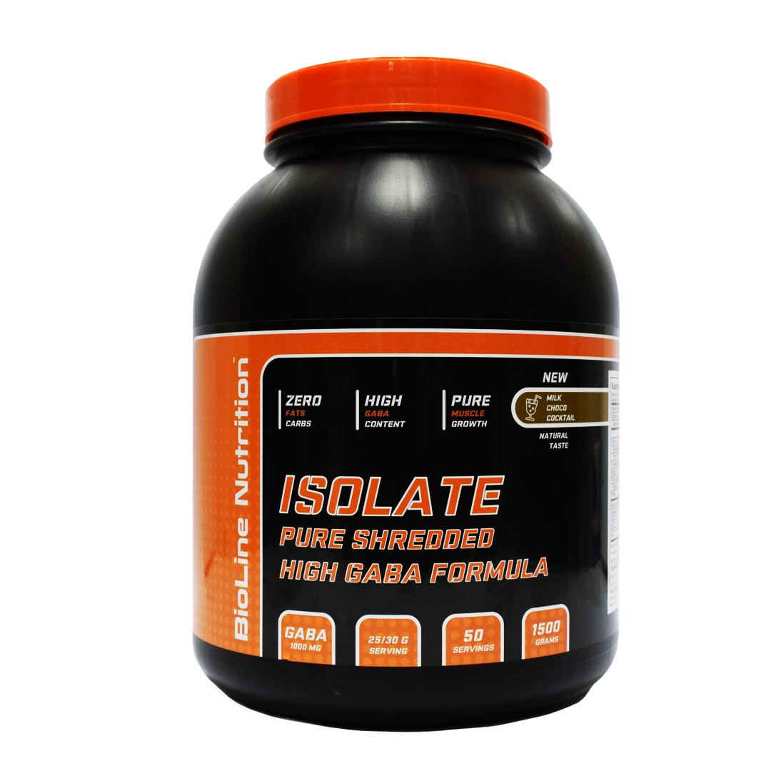 Белочный изолят для похудения и набора сухой мышечной массы BioLine Nutrition Isolate Pure Shredded High Gaba Formula 1,5 кг Молочно-шоколадный коктейль (12546443)