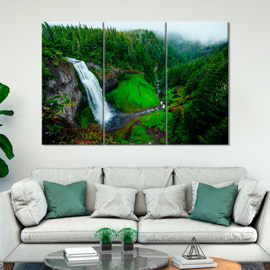Картина природа Водопад в хвойном лесу 78x48 см (A1073-3)