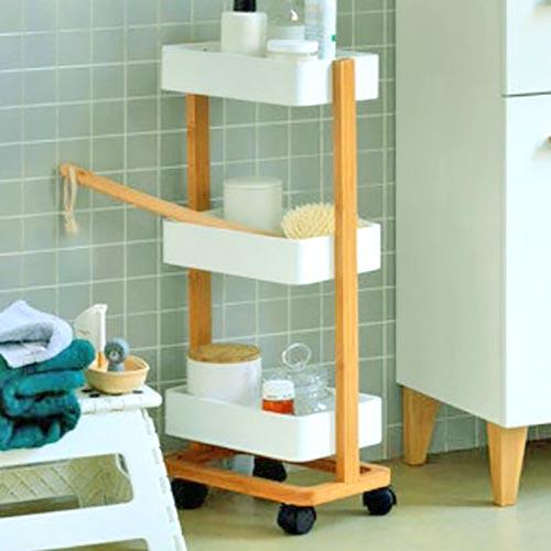 Этажерка для ванной из дерева на колесиках Джаярд Карри/Зефир (АБТ-00550320)