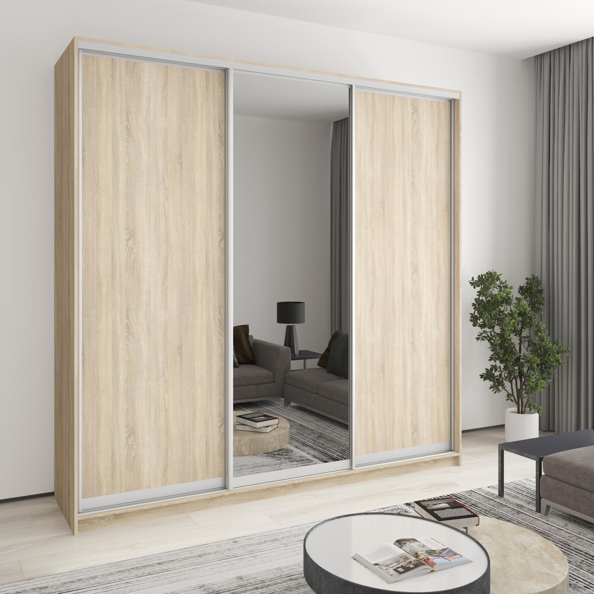 Шкаф-купе трехдверный MebelStar Комбо AL 2 ДСП/зеркало 240x60x240 см Дуб сонома (MBS-2130)