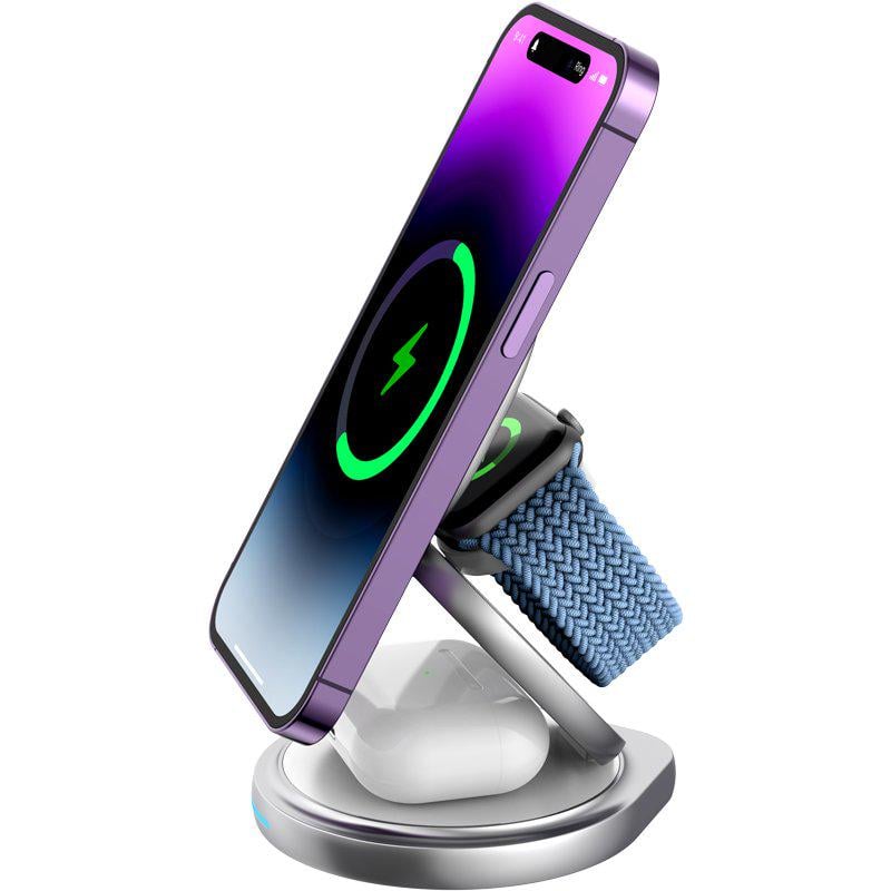 Зарядний пристрій бездротовий Gelius Foldy GP-WC011 3в1 15W White (99367) - фото 2 Зарядний пристрій бездротовий Gelius Foldy GP-WC011 3в1 15W White (99367) - фото 2