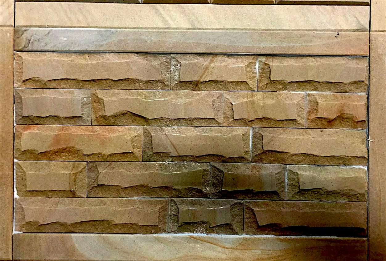 Плитка пиляна для фасаду та каміну рустована STONELAK YELLOW POLLY з каменю пісковика 6хL 1 м.кв./1 палета 15 м.кв. (991008)