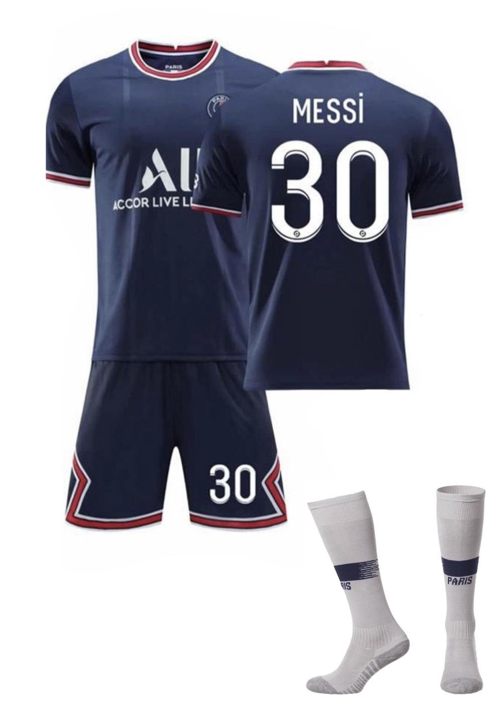 Форма футбольная детская комплект с гетрами MESSI 30 PSG 2022 р. 24 10 лет 130-135 см Темно-синий/Темно-красный
