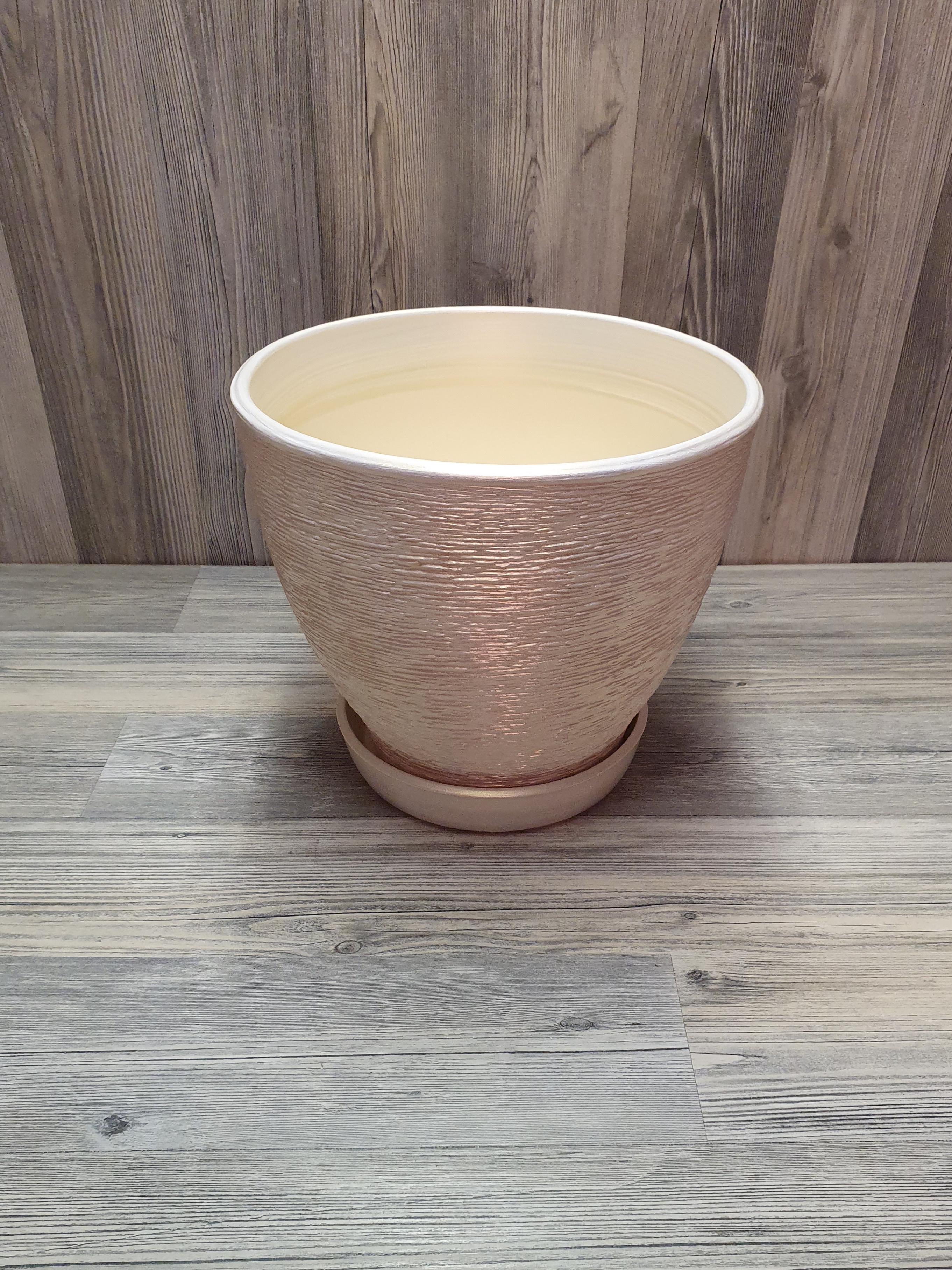 Горщик для рослин з піддоном 5 л Біло-золотий (5262) - фото 5 Горщик для рослин з піддоном 5 л Біло-золотий (5262) - фото 5