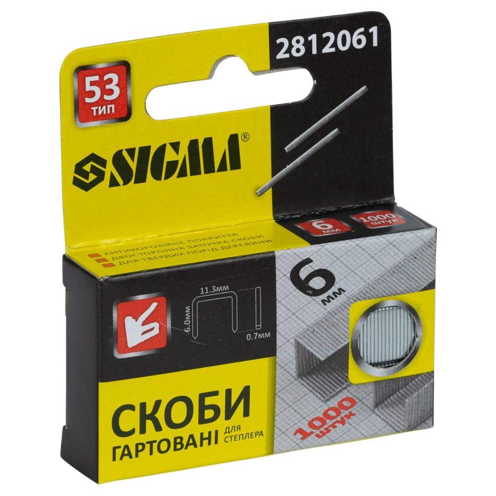 Скобы Sigma 6x11,3 мм каленые 1000 шт. (2812061)