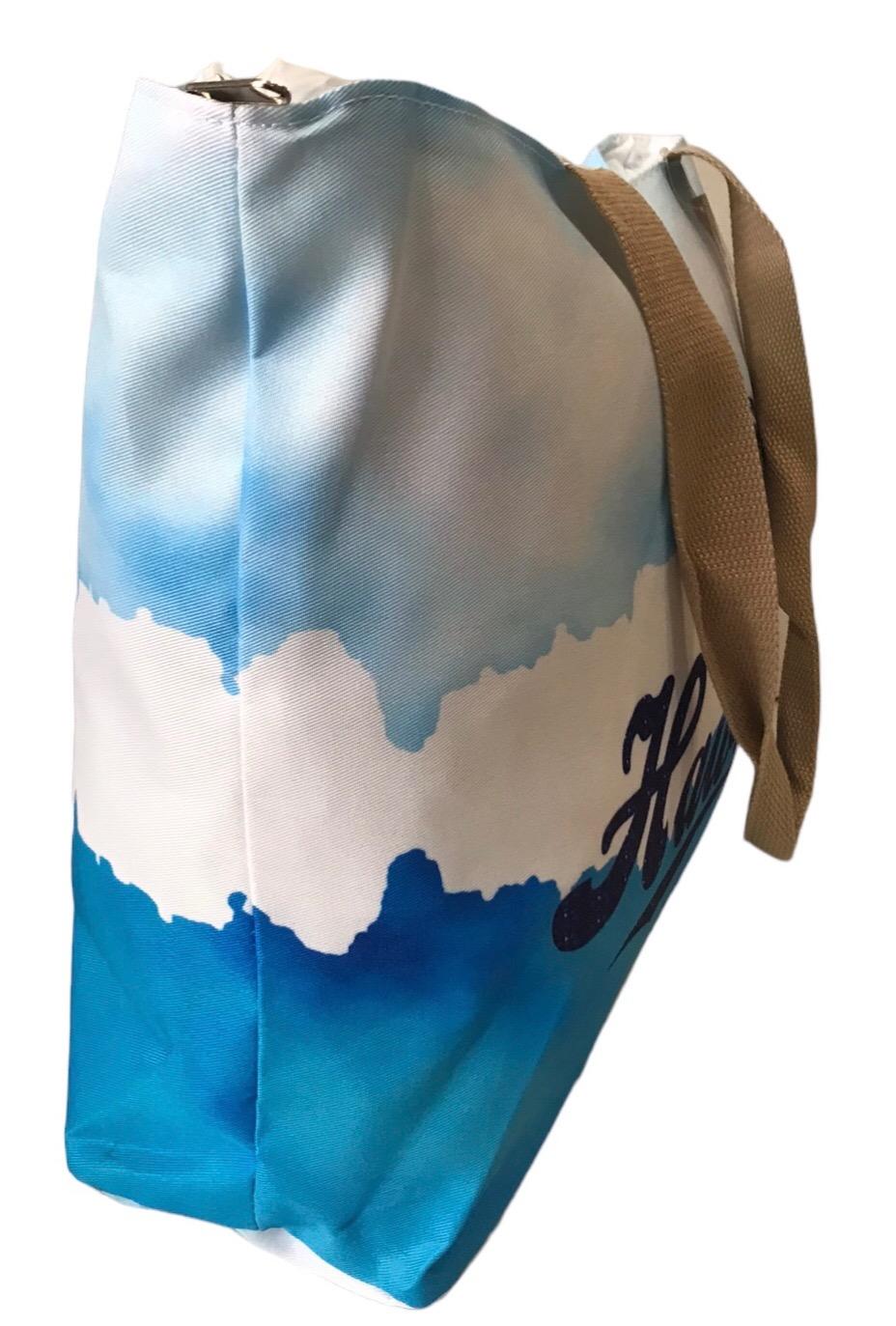 Сумка пляжна жіноча літня з тканини на блискавці Біло-блакитний (HN011) - фото 2 Сумка пляжна жіноча літня з тканини на блискавці Біло-блакитний (HN011) - фото 2