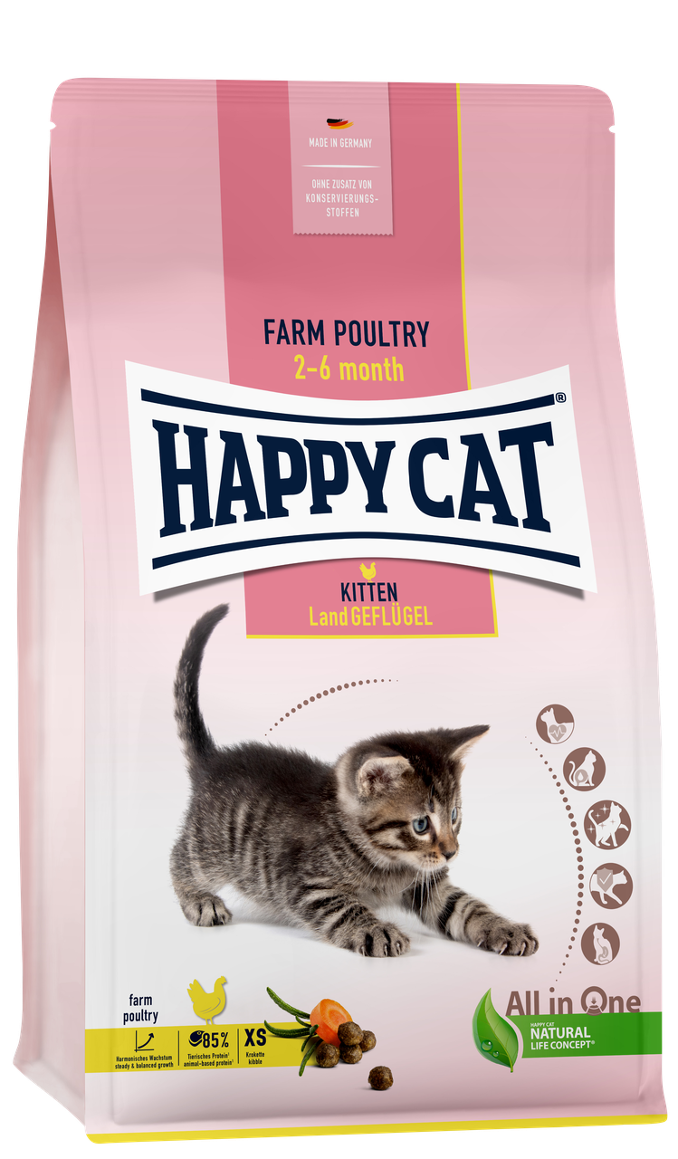 Корм сухой Happy Cat Kitten Geflugel для котят с птицей 4 кг (70536)