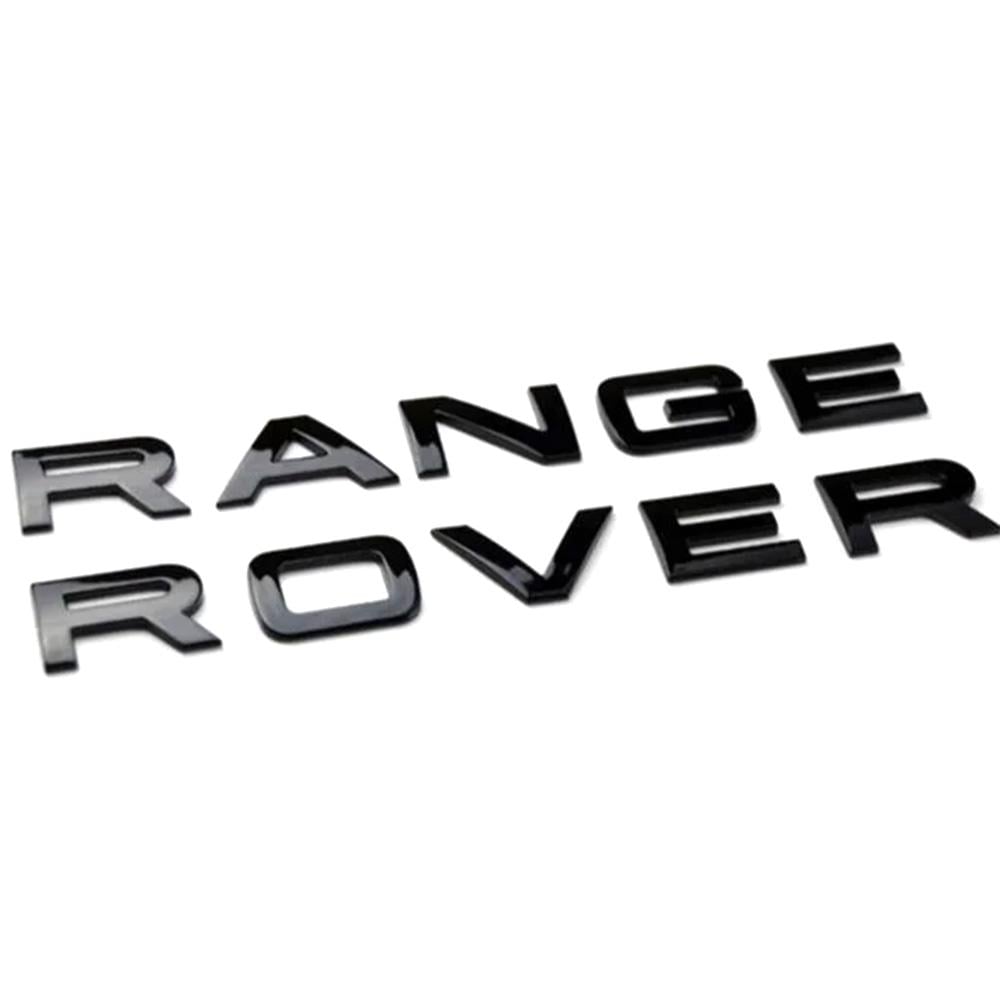 Эмблема надпись Range Rover на капот и багажник Черный глянец (LX1038)