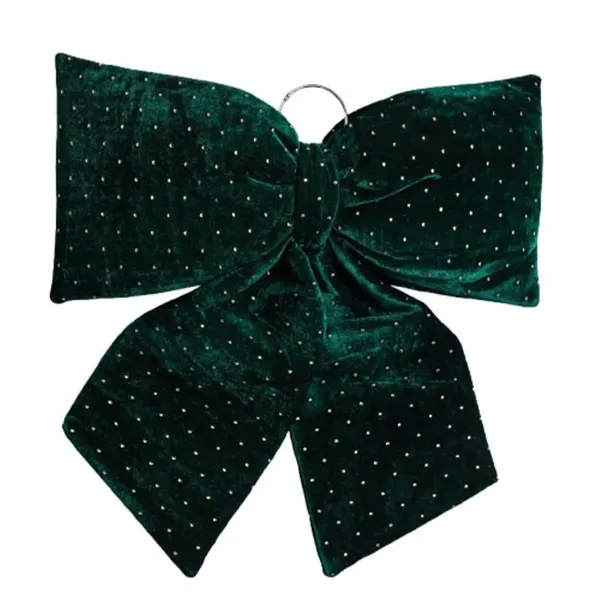 Бант новорічний зі стразами оксамитовий 55х70 см Зелений (21-107-CR-2-9)