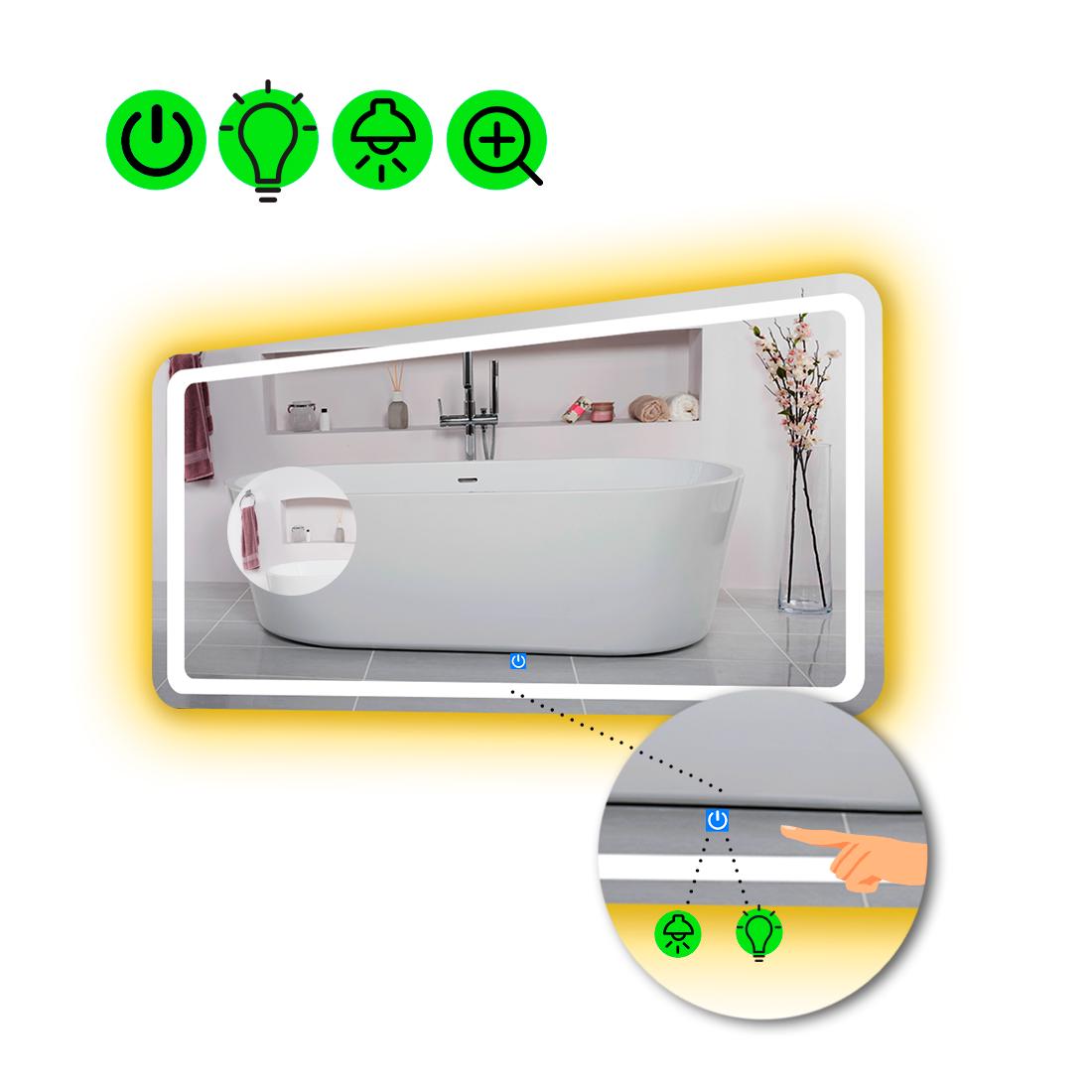 Зеркало с LED подсветкой Anvi с сенсором и увеличительной линзой без подсветки 80x60 см (8776490)