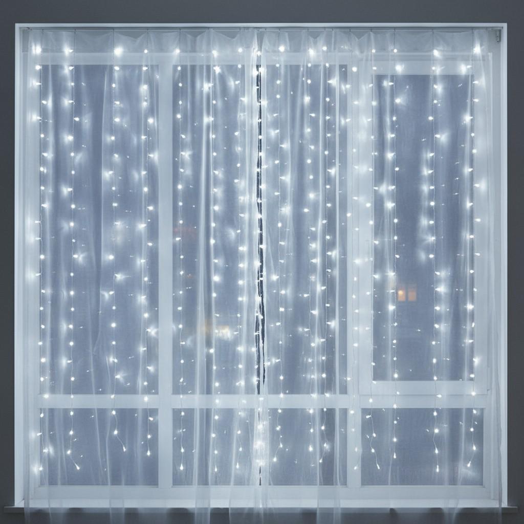 Гирлянда-штора новогодняя сетевая 3х3 м 192LED Белый (ZWM33192LEDW) - фото 3 Гирлянда-штора новогодняя сетевая 3х3 м 192LED Белый (ZWM33192LEDW) - фото 3