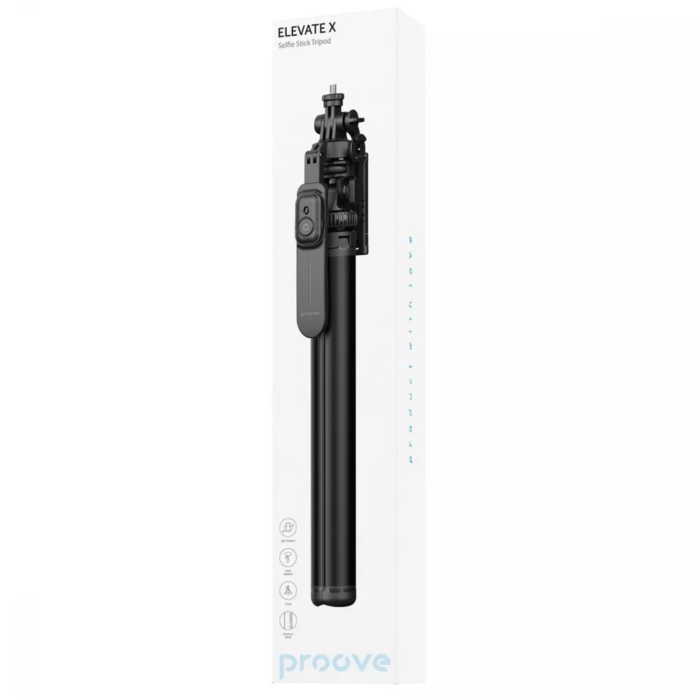 Штатив для телефону Proove Elevate X Selfie Stick 360 град. Black (784780449) Штатив для телефону Proove Elevate X Selfie Stick 360 град. Black (784780449)