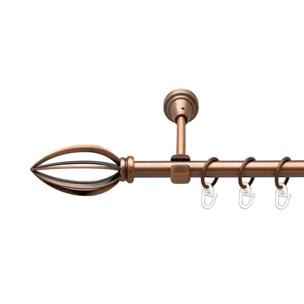 Карниз металлический Orvit Пантеон однорядный открытый/гладкая труба/кольцо металлическое Медь 16 мм 200 см (00-00019401)