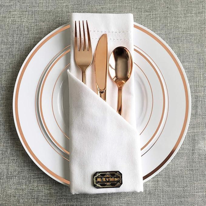 Набір пластикових столових приборів ножі виделки ложки 18 шт. Рожеве золото - фото 7 Набір пластикових столових приборів ножі виделки ложки 18 шт. Рожеве золото - фото 7