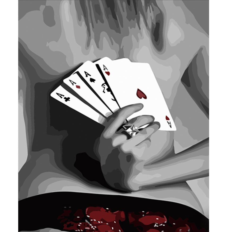 Картина по номерам Strateg Премиум Карты в руках 40x50 см (HH069)