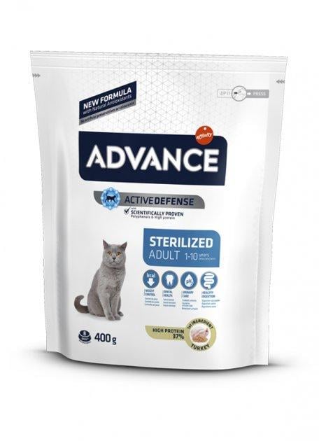 Корм сухой для стерилизованных кошек Advance Cat Sterilized Turkey с индейкой 400г (11236853)