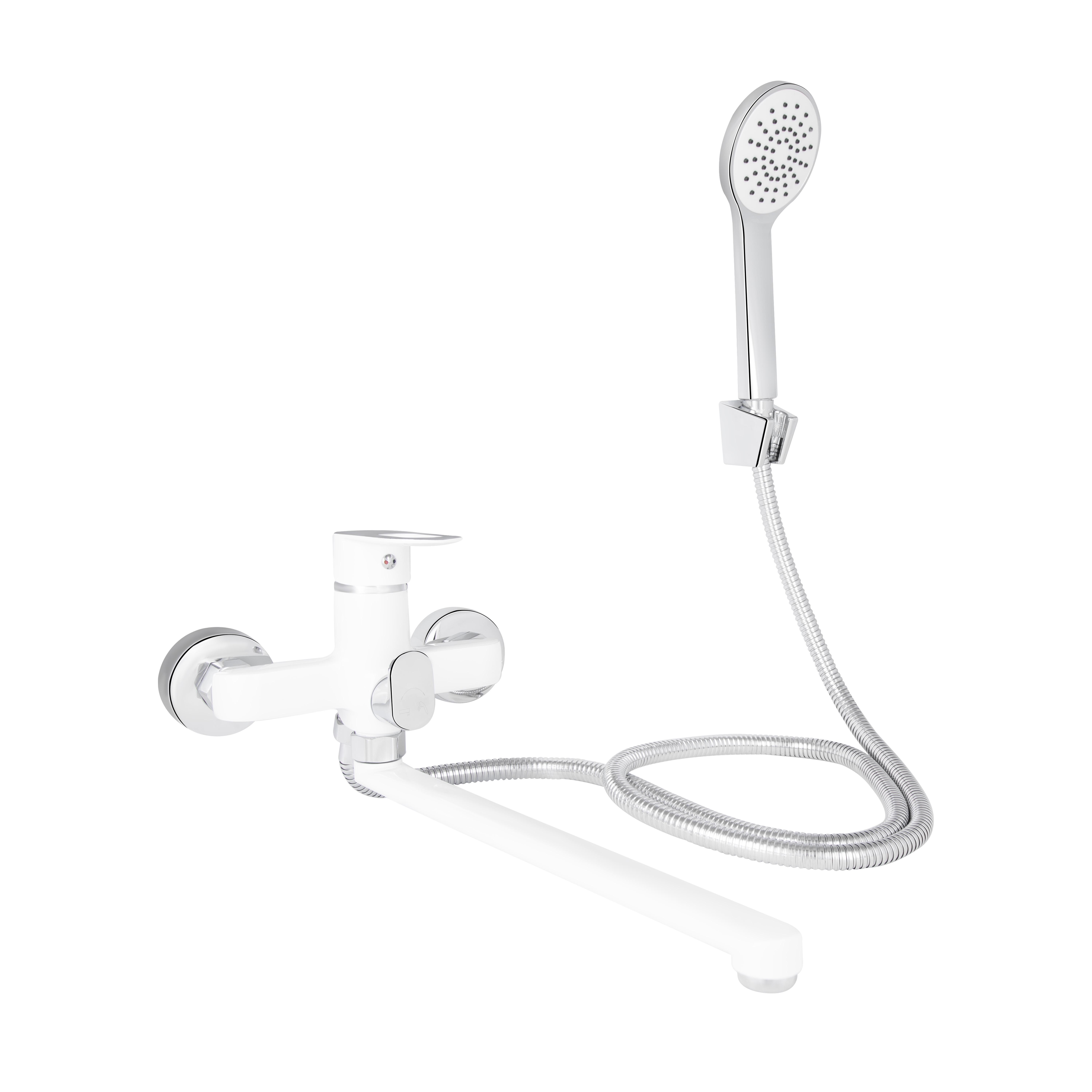 Смеситель для ванны Lidz Latwa 005 с поворотным изливом/душевым гарнитуром k35 LDLAT005WHI45425 White (SD00051549)