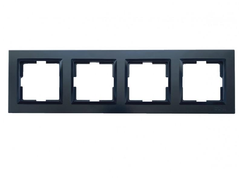 Рамка чотиримісна горизонтальна Luxel JAZZ 9124 Чорний (00000038555)