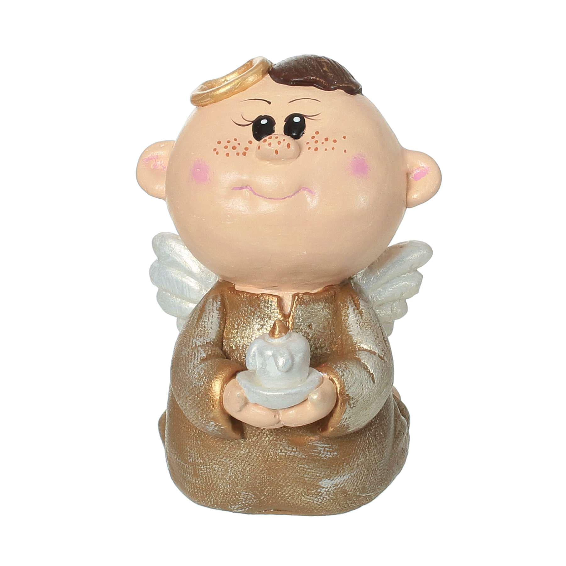 Сувенир декор для дома Ангелок со свечкой №2 ручная работа гипс 18 см