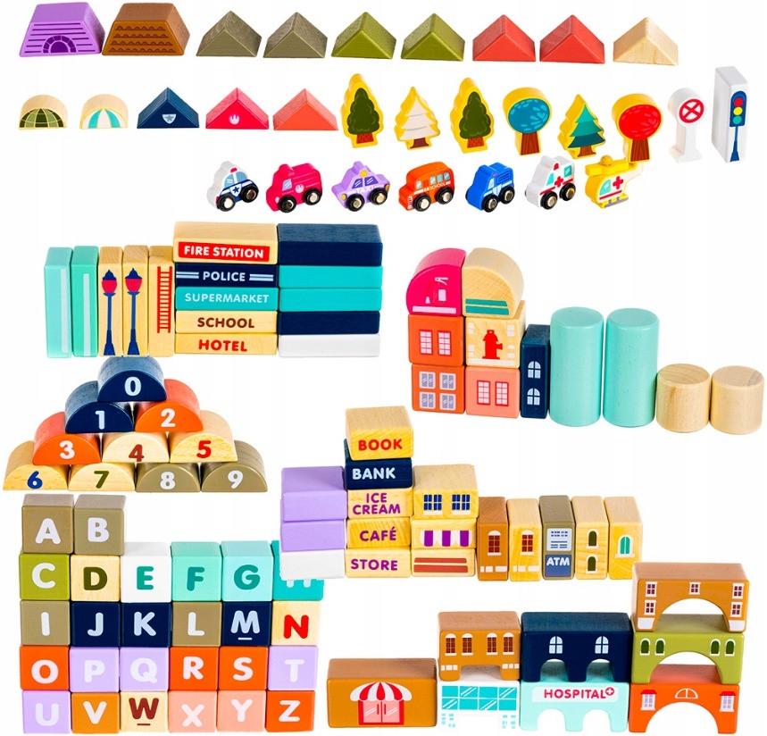 Конструктор деревянный Iso Trade City 115 деталей с ковриком-пазлом и транспортом (11228) Конструктор деревянный Iso Trade City 115 деталей с ковриком-пазлом и транспортом (11228)