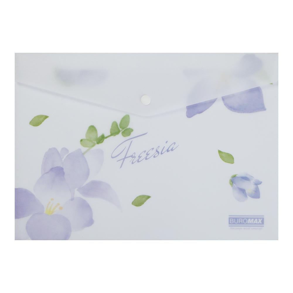 Папка-конверт Buromax Freesia Arabeski на кнопке A4 полипропилен Сиреневый (BM.3943-26)